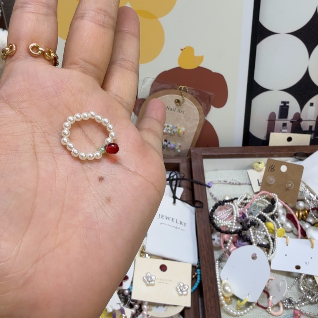 弹力绳红色小珠款