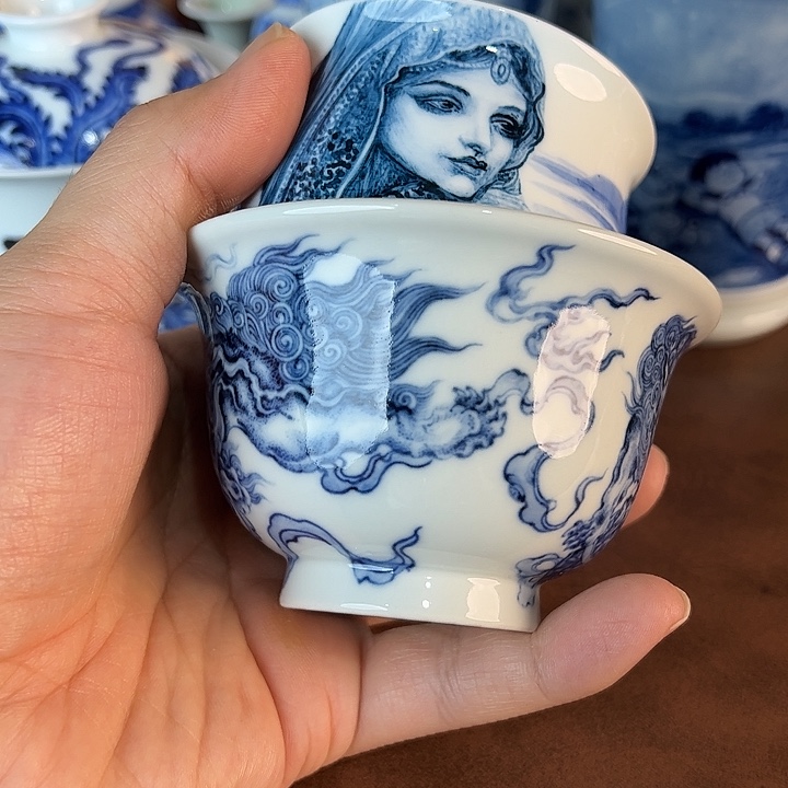 缚***鹏瓷片景德镇全手工手绘陶瓷