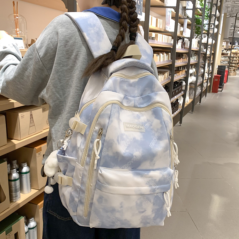 初中生书包女韩版高中小学生轻便减负背包森系校园百搭简约双肩包