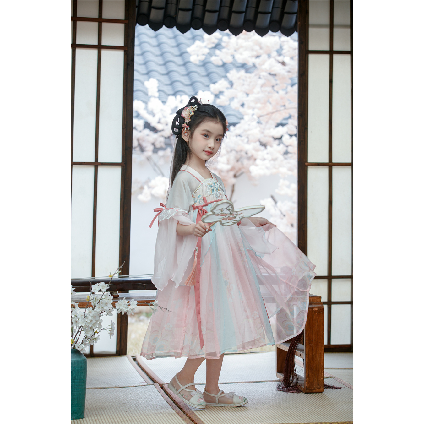 【现货】童装2025年夏季新款女童汉服连衣裙252-木点-88180粉色