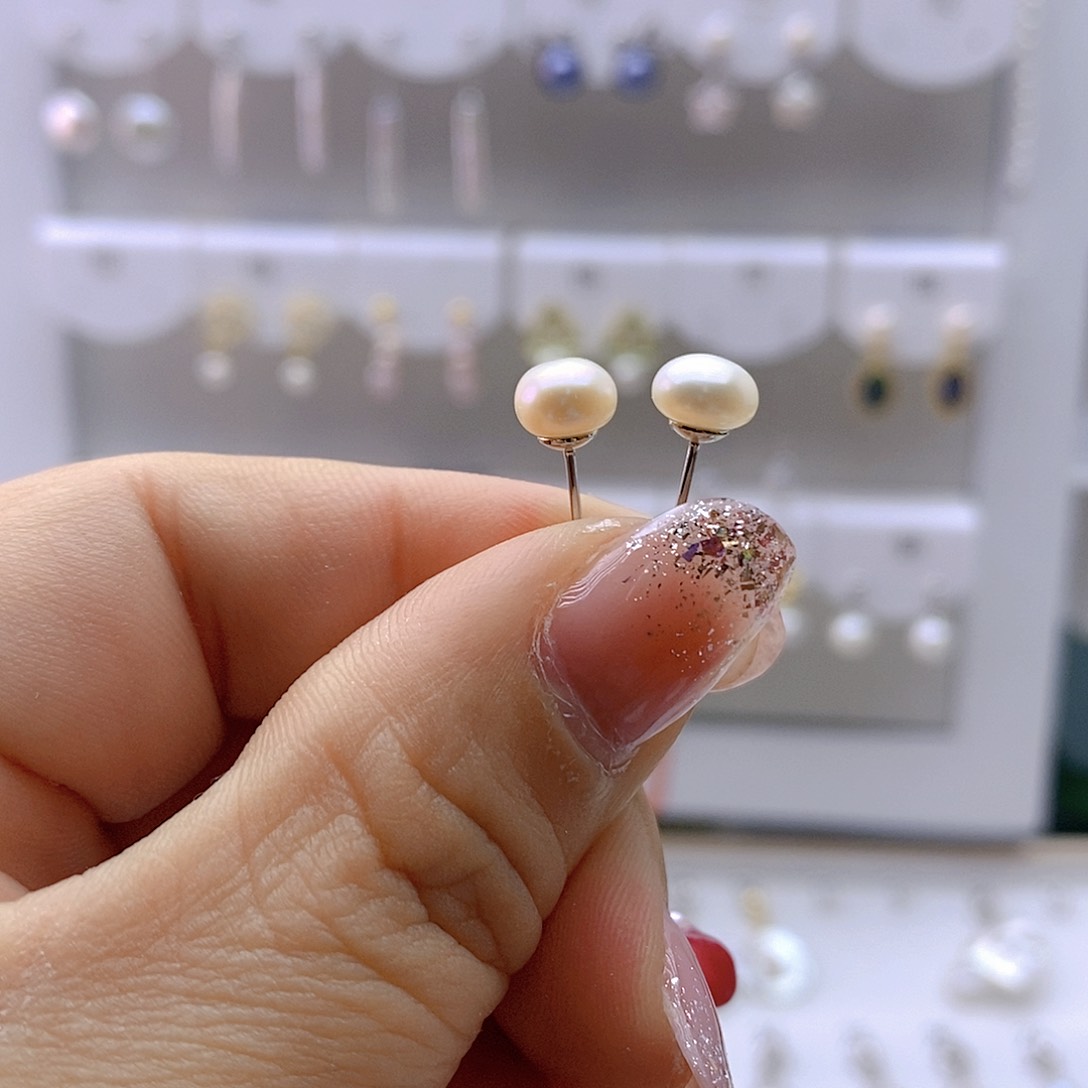 淡水珍珠耳饰银S925镶嵌