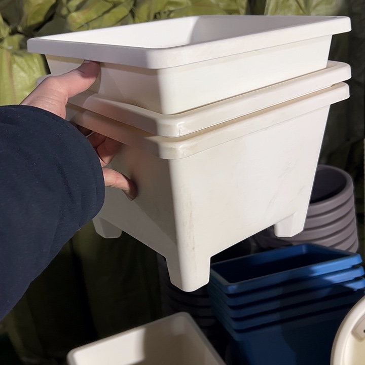 微瑕米白方球根26外径19高3个盆