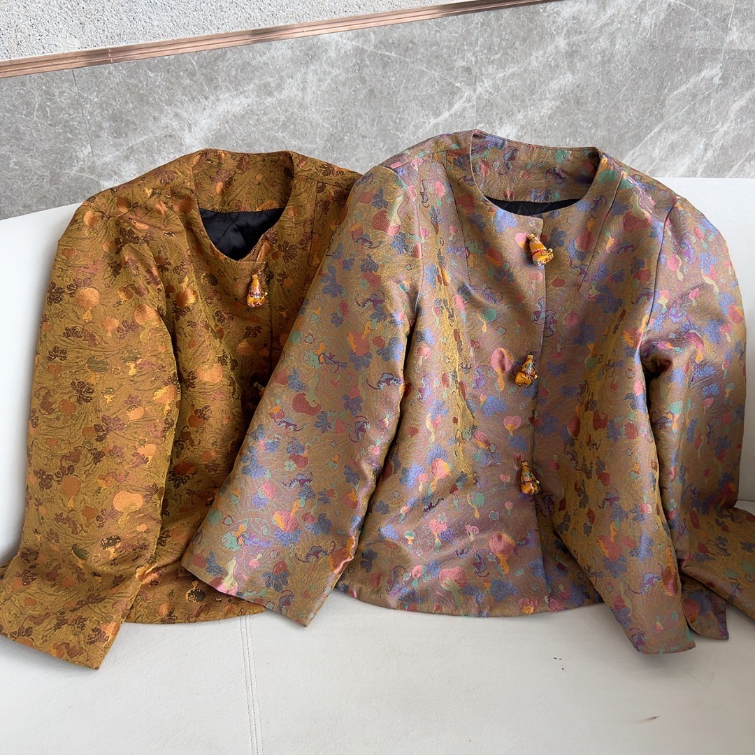 秋冬新中式葫芦宽松型女时尚棉外套提花复古气质百搭