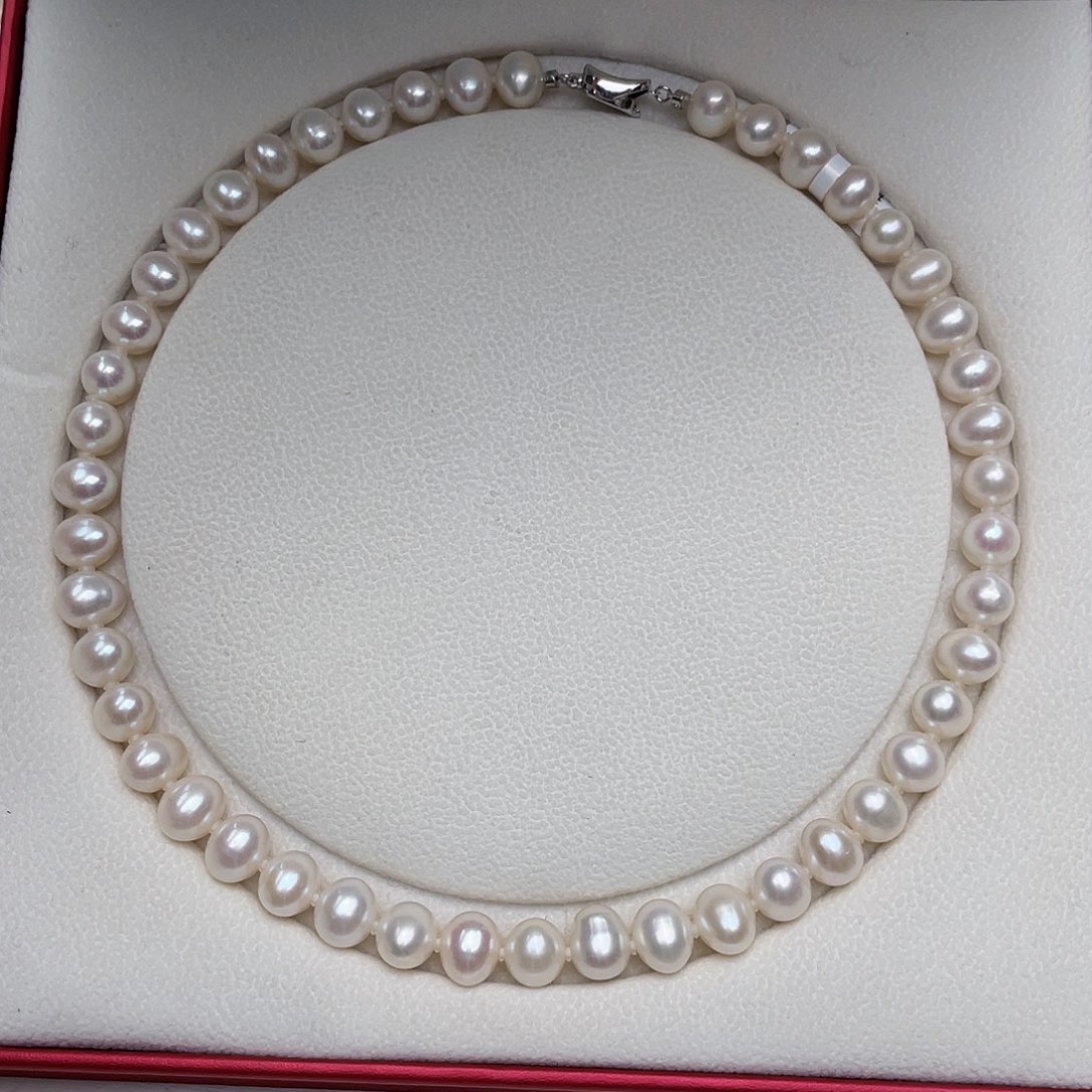 淡水珍珠颈饰银S925镶嵌9-10mm