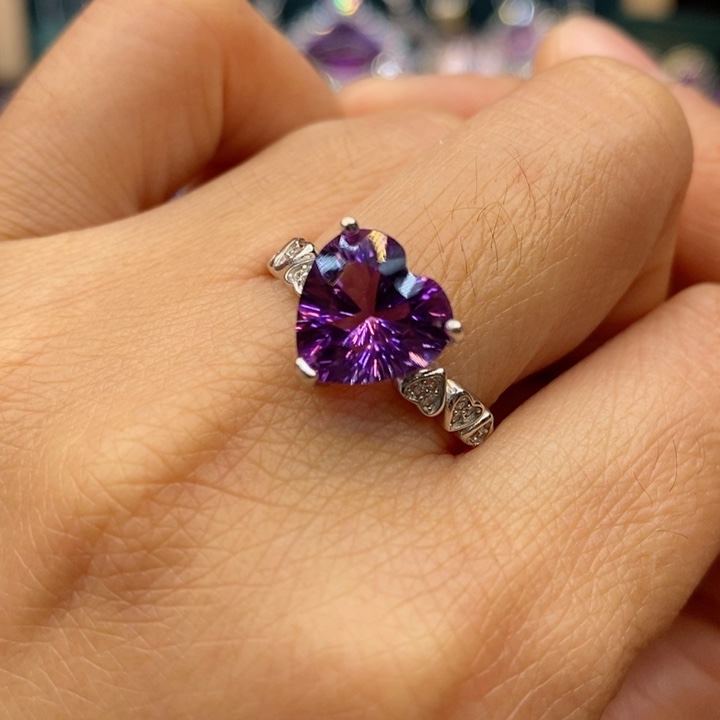 水晶戒指银S925镶嵌天然水晶戒指