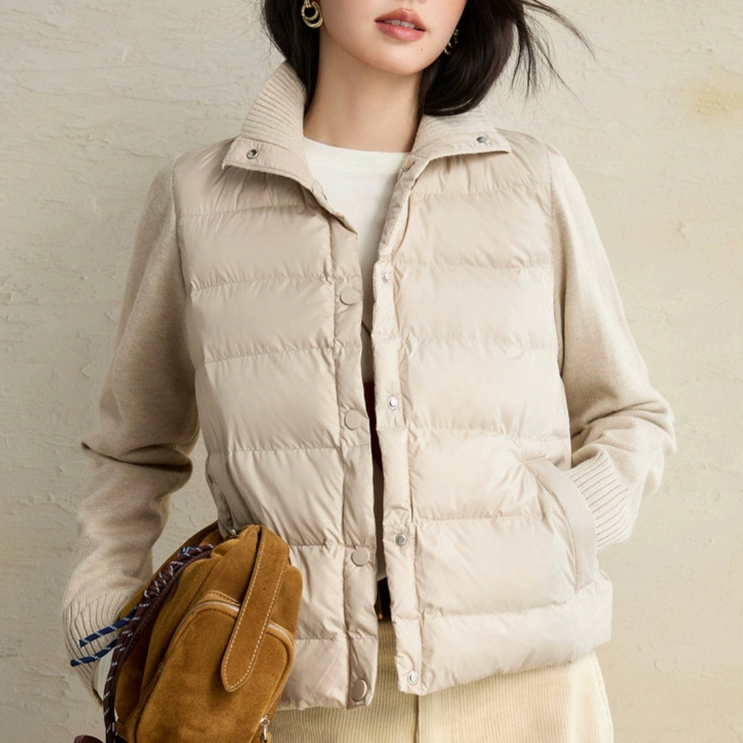 【小暖炉胶囊服】珍珠绒羊毛填充 针织袖轻量感休闲外套女