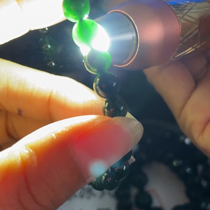 翡翠未镶嵌手链墨翠7