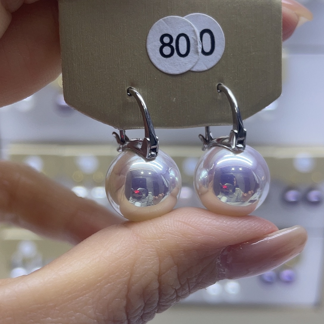 银S925镶嵌淡水珍珠耳饰