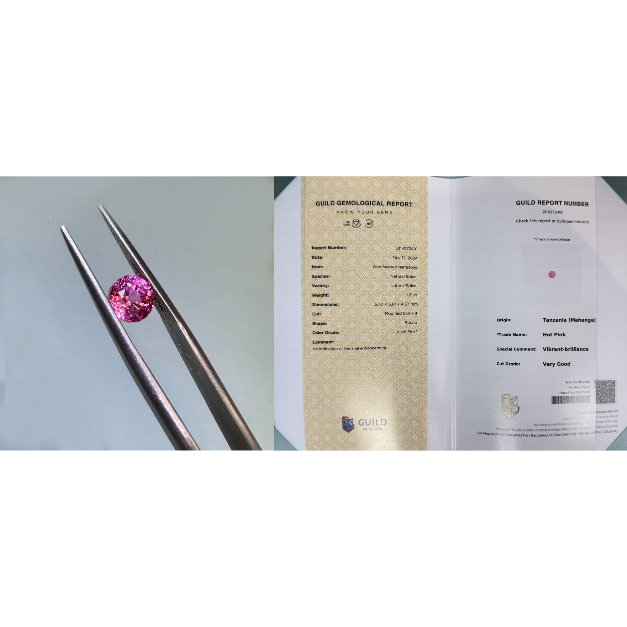 280 热粉色spinel 1.21 ct