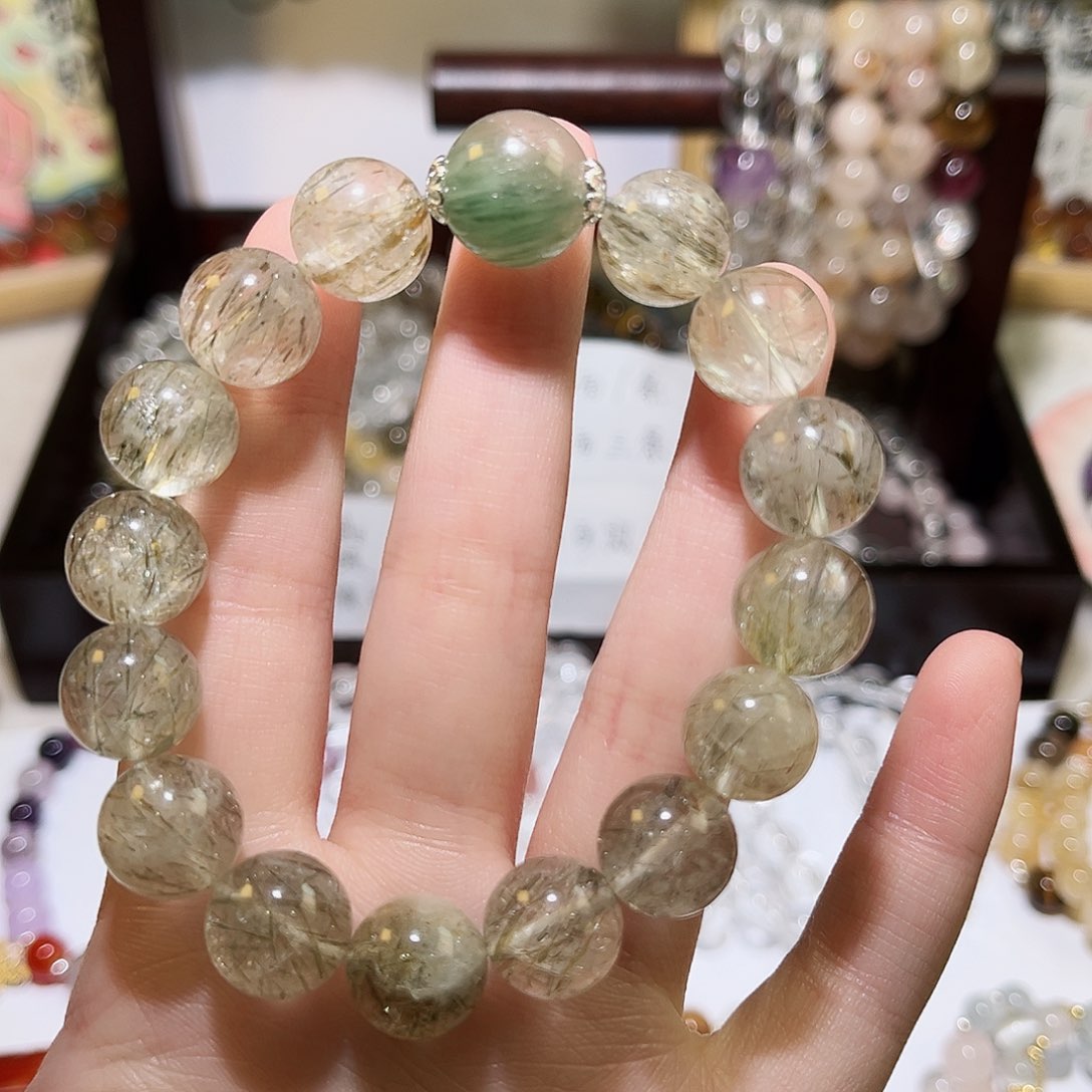 发晶手链未镶嵌绿发成品串