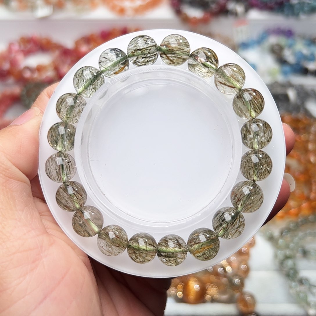 水晶手链未镶嵌绿碧玺发水晶手链9mm+