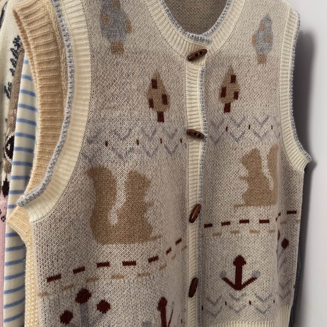 牛角扣 羊绒 开衫 马甲