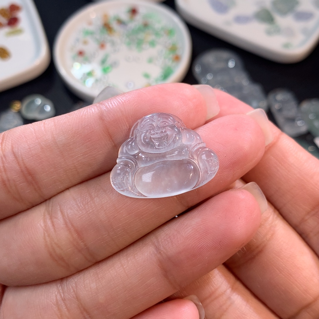 翡翠裸石未镶嵌冰种大肚佛卡18.6