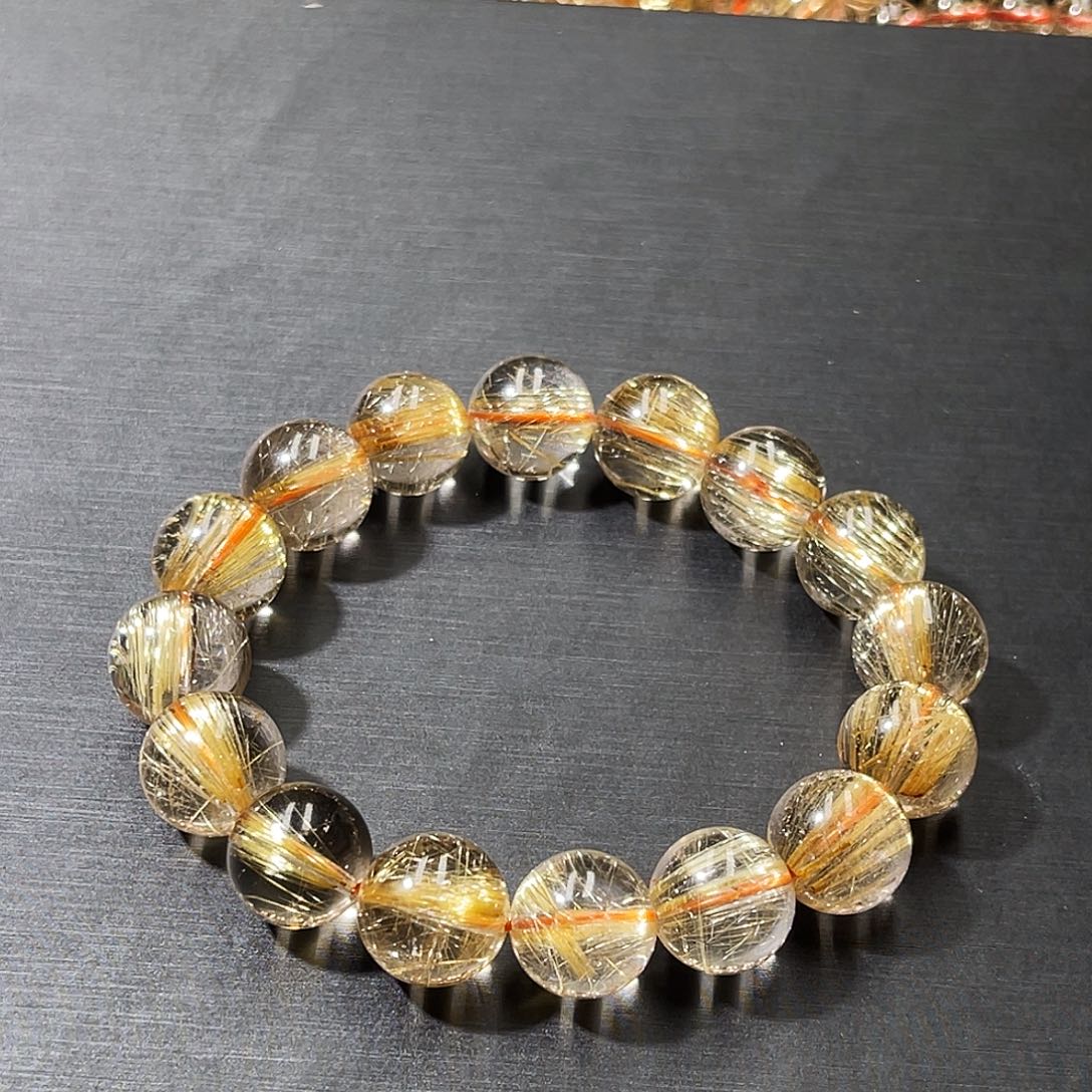 柚***萃手串发晶未镶嵌钛晶