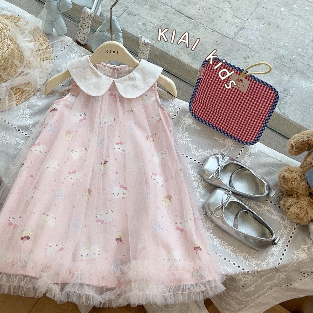 【喵喵喵】KiAi独特漂亮裙子小女孩KT猫连衣裙子棉布裙826158（汉服）