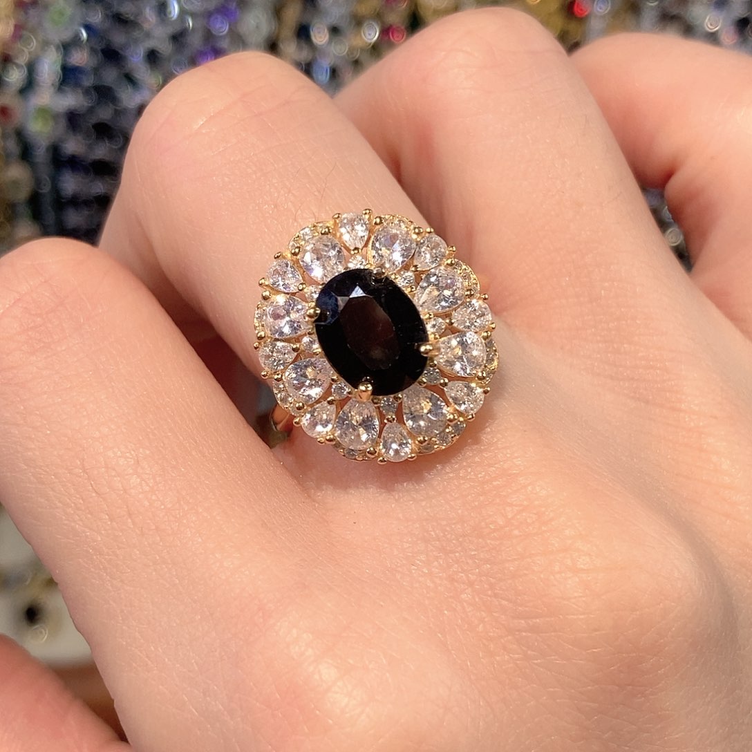 蓝宝石戒指银S925镶嵌