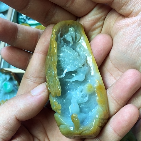 悟***火翡翠未镶嵌颈饰天然