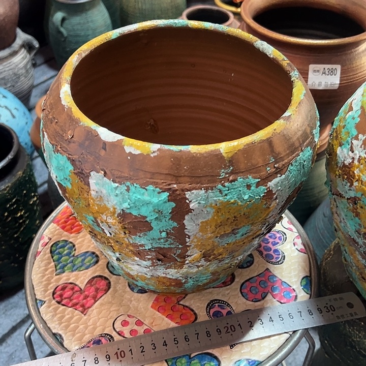 彩绘浮雕平口高20口19带孔