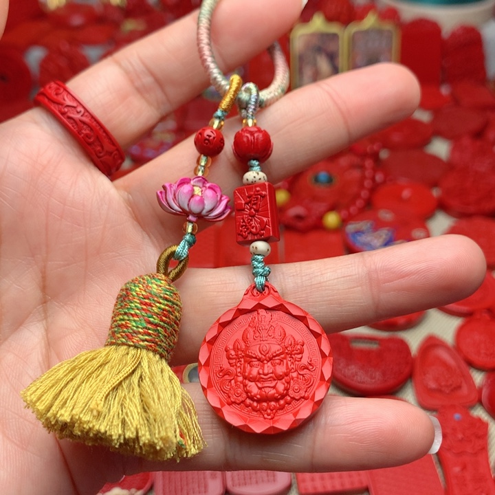 天然辰砂工艺品朱砂钥匙扣包包挂