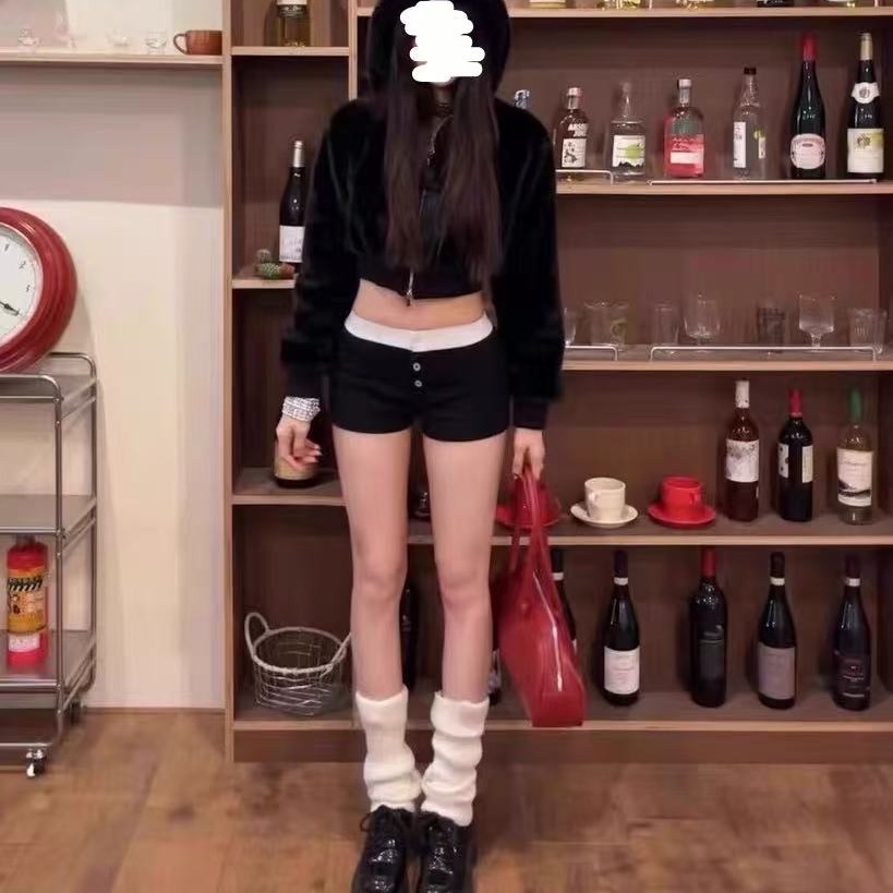 [胖鹅张] 韩系粉红纽扣热裤短裤 #6630[实物以直播间展示为准]