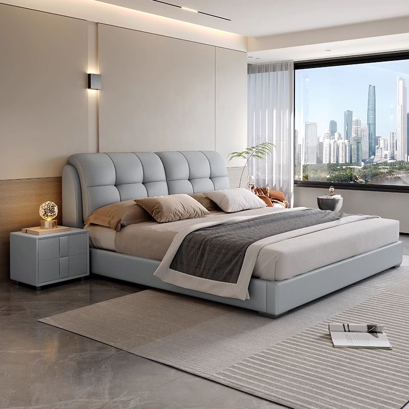 床主卧大床1.8m双人床储物轻奢真皮主卧室婚床齐边次卧小户型#962