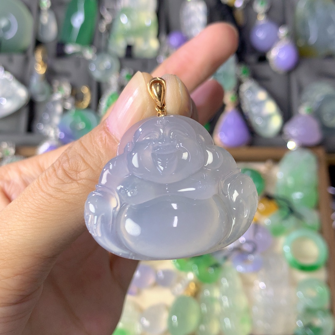 翡翠18K金镶嵌吊坠(不含链)