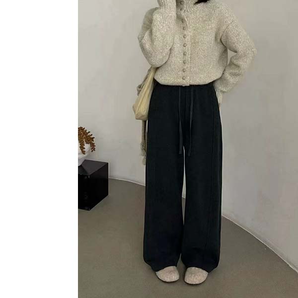 【小个子定制】加绒高腰休闲百搭宽松休闲裤60129