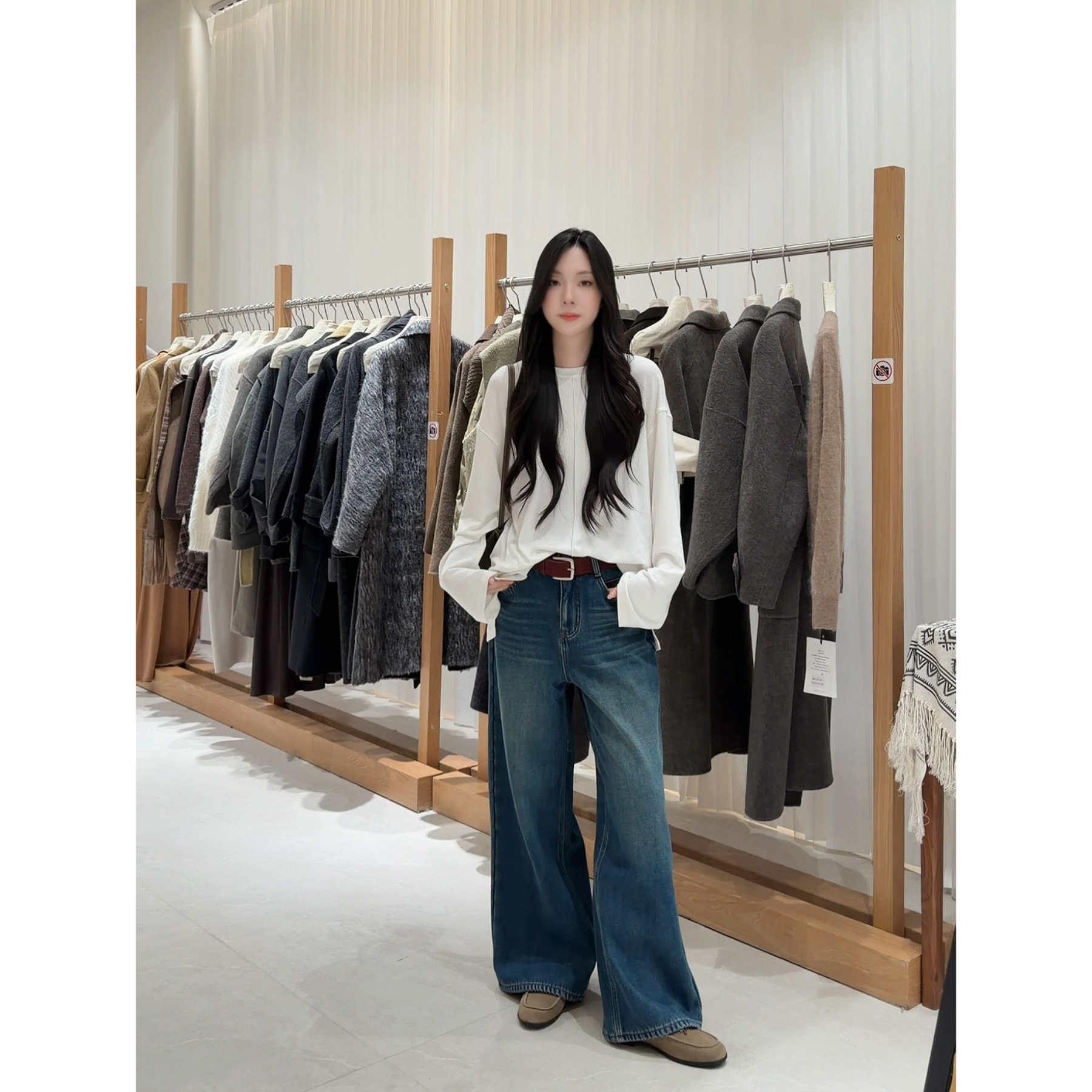 【衣柜单品】极简主义！冬日必备加绒纯色tee（MH259818#）棉花糖