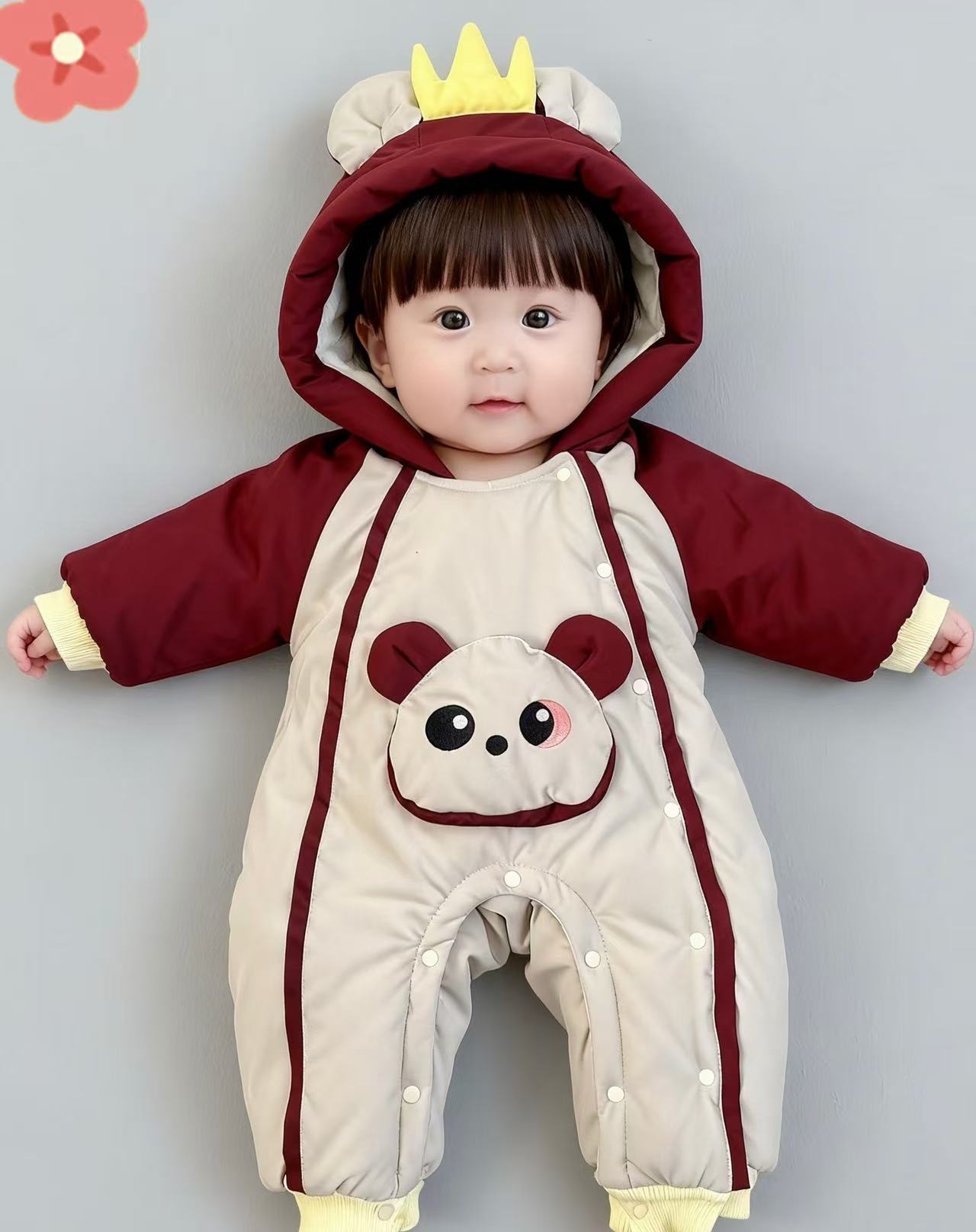【小熊】婴儿冬季加绒加厚连体衣棉服宝宝衣服超萌可爱冬装外出服