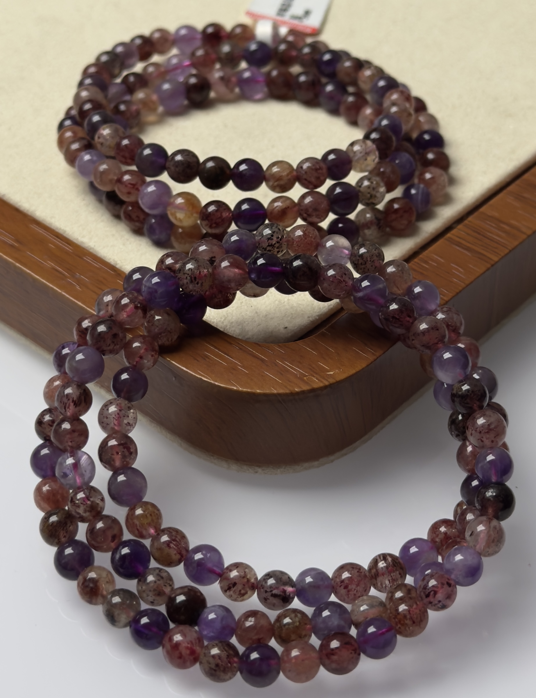 多彩天然草莓晶项链+5mm 天然水晶（一件/多样性发） SH-000126