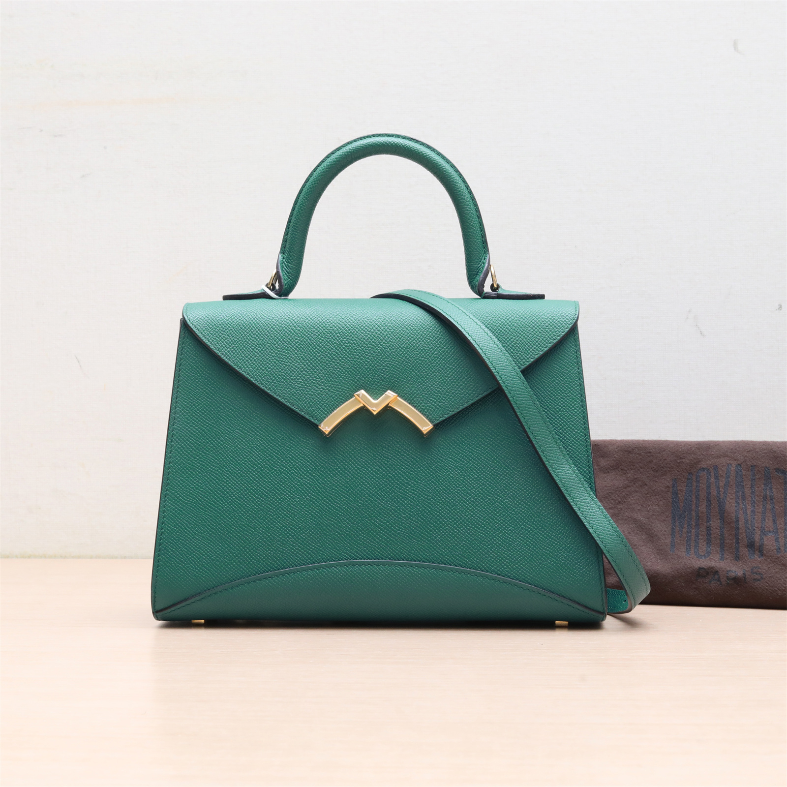 99新 MOYNAT/摩奈 活动 小花柳 Gabrielle 中号 26 绿色 皮革C包