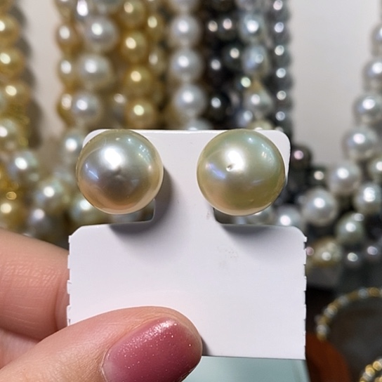 海水珍珠耳饰银S925镶嵌13