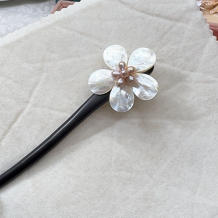 淡水珍珠发饰银S925镶嵌