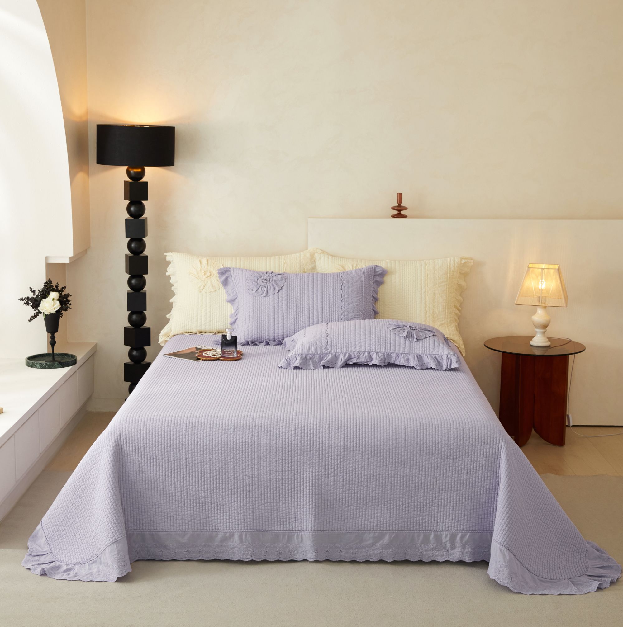 韩国2025高支全棉高温酵素砂洗绗缝床盖四件套三件套四季通用