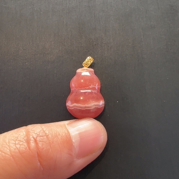 菱锰矿（红纹石）吊坠(赠链)18K金镶嵌