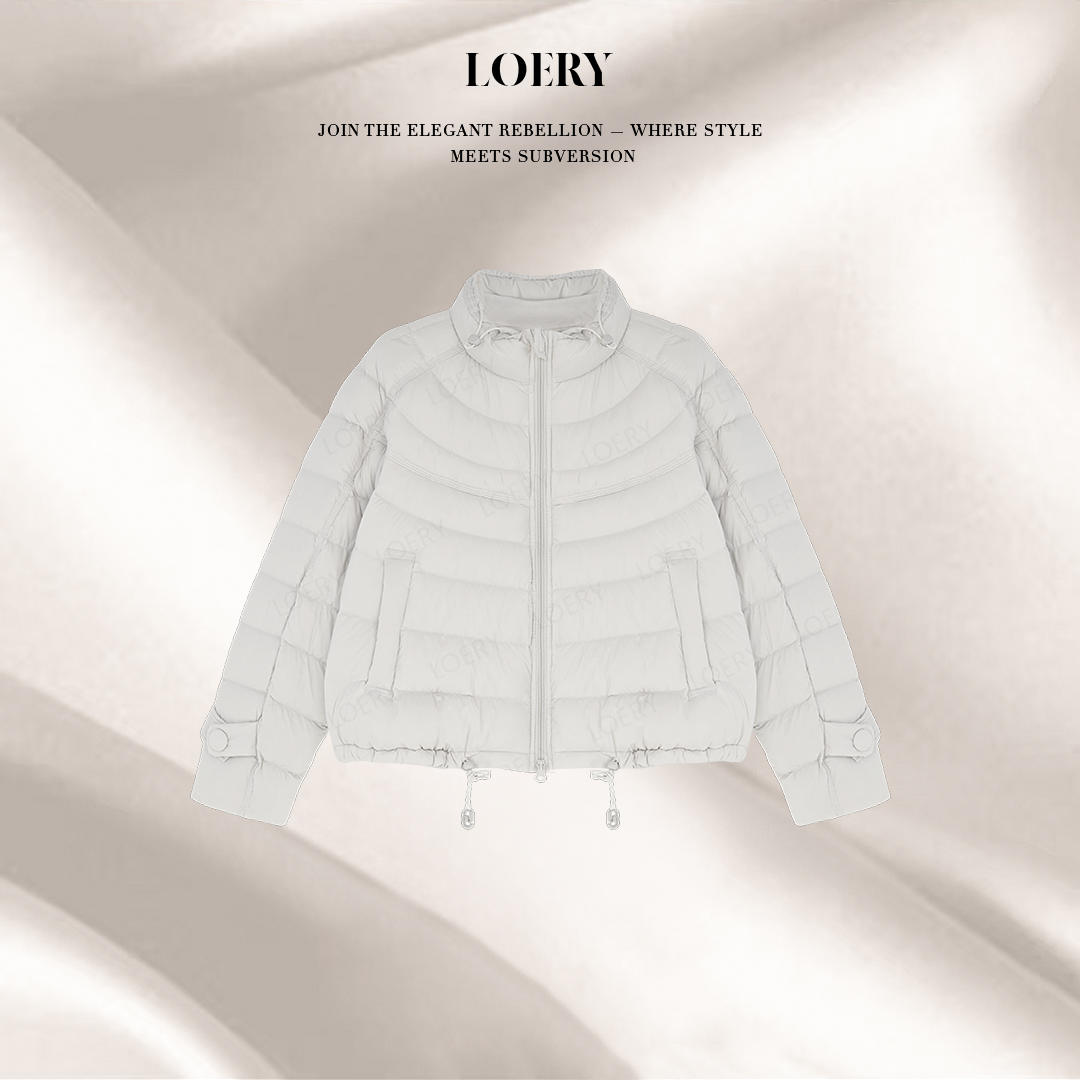 LOERY【排骨羽绒编号139】横向衔缝轻盈保暖短款立领羽绒服-7145