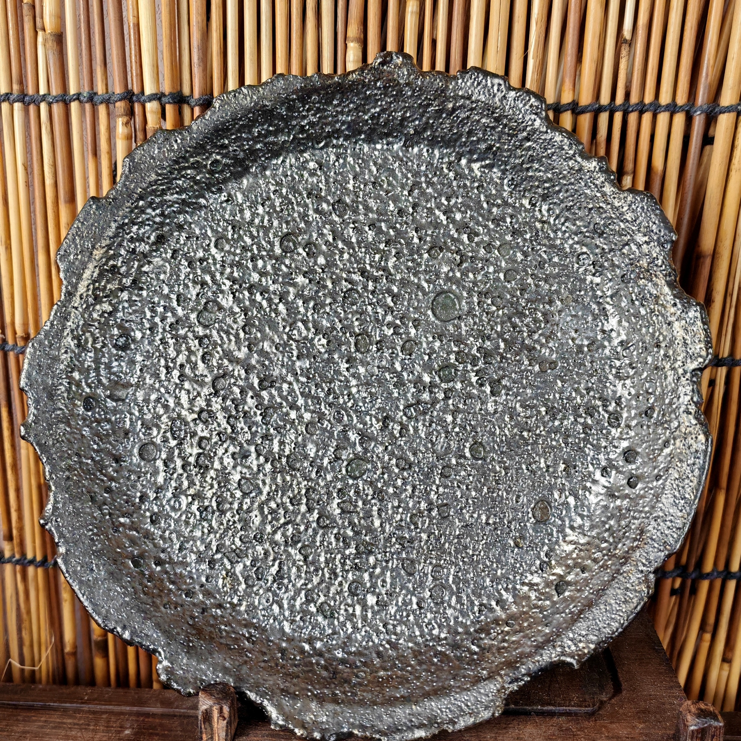 荥经黑砂纯手作复烧侘寂风陨坑茶盘茶托茶承壶承多款复古粗陶干泡