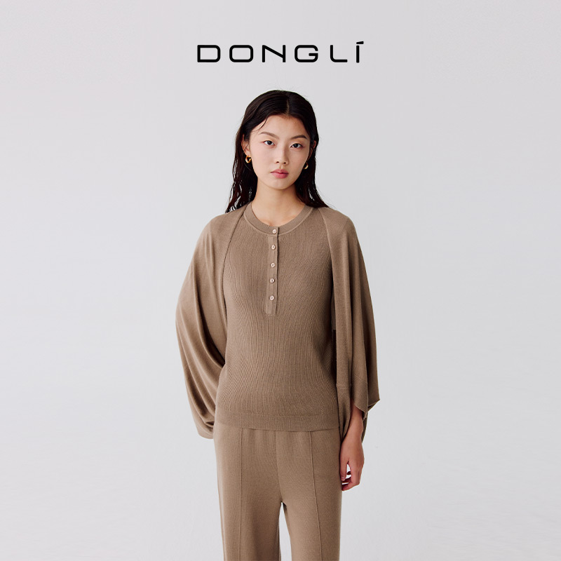 东黎 桑蚕丝山羊绒 纯色斗篷披肩蝙蝠袖夏季透气时尚百搭韩版2332