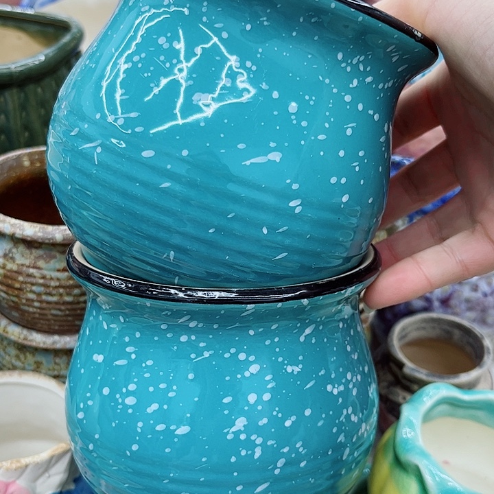 多肉绿植陶瓷花盆9.9包邮，有孔