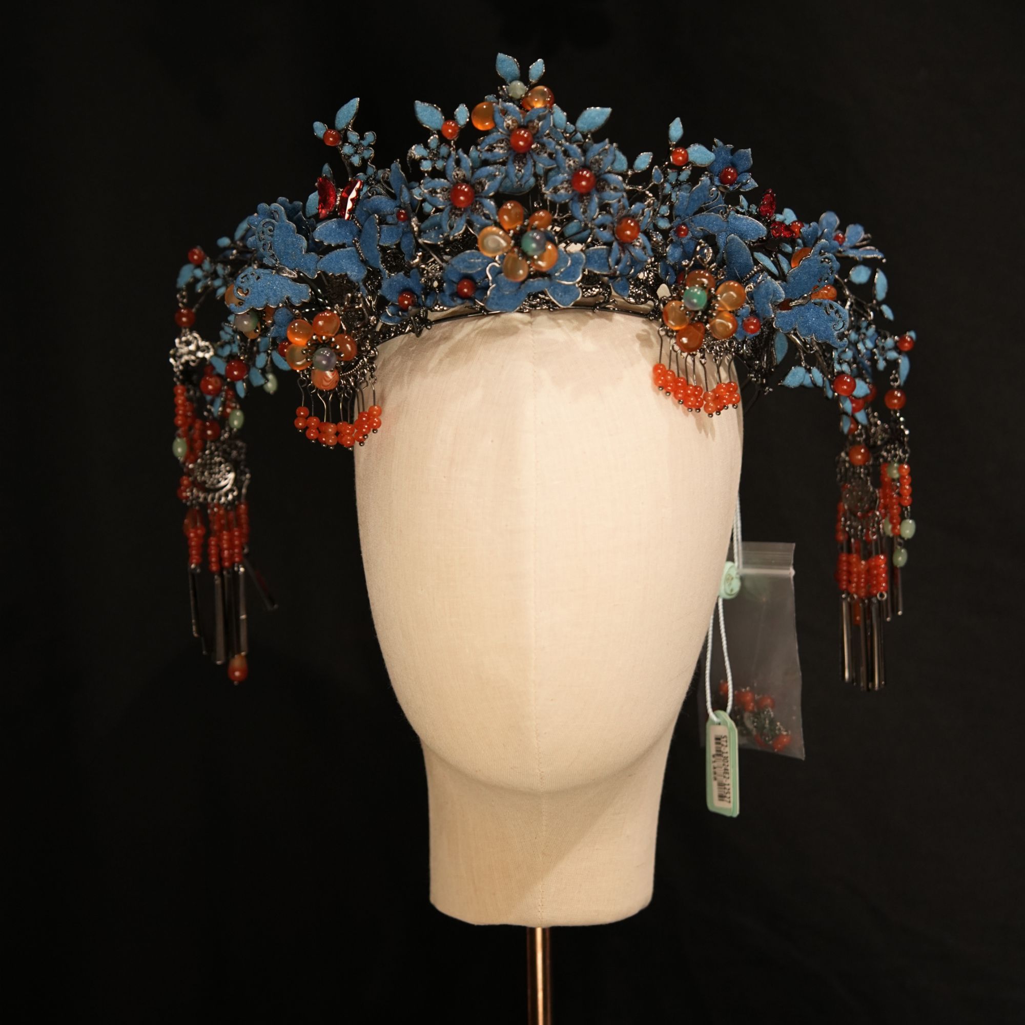 合金仿水晶婚庆饰品 13024新款景泰蓝中式流苏冠汉服秀禾百搭