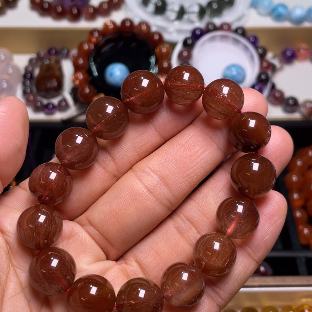 水晶手链未镶嵌红发晶14+mm