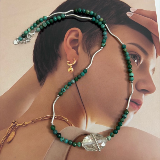 吊坠925银 【松秀饰品】水水吊坠 松松项链 原石 复古款 设计款小众