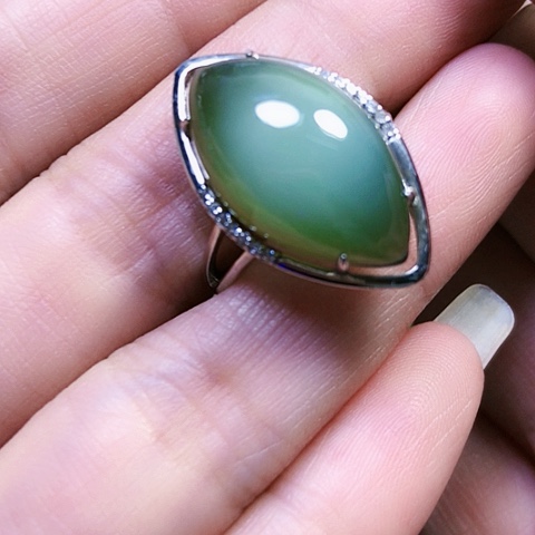 和田玉银S925镶嵌戒指