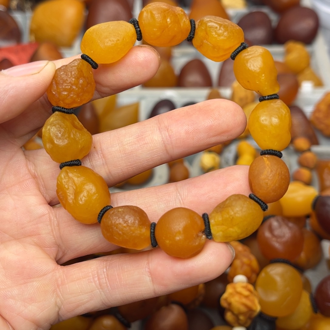 琥珀裸石未镶嵌天然蜜蜡手串
