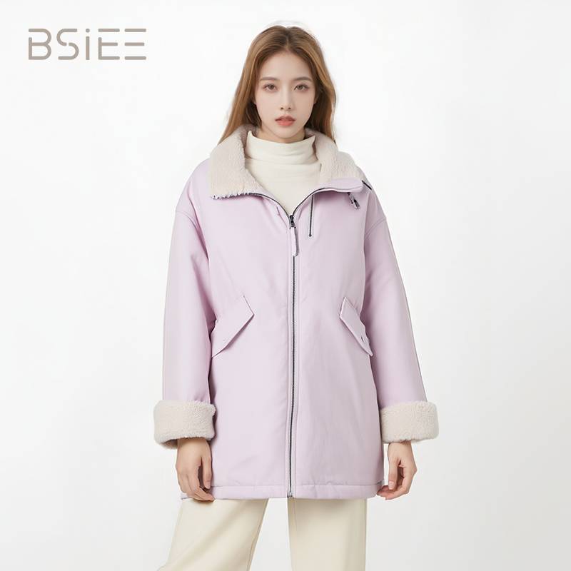 立领翻毛拉链羽绒服