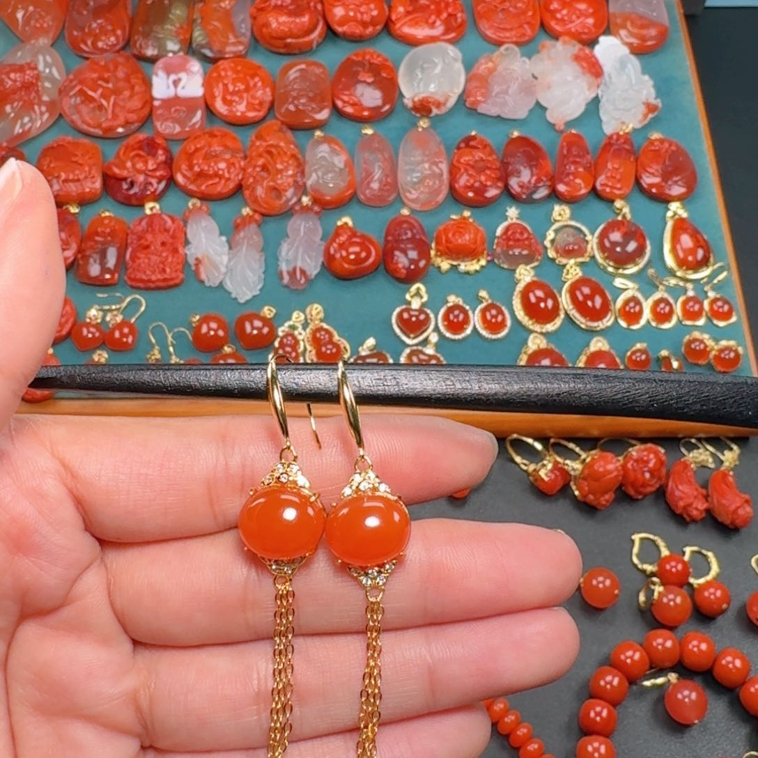 南红玛瑙南红保山柿子银S925镶嵌