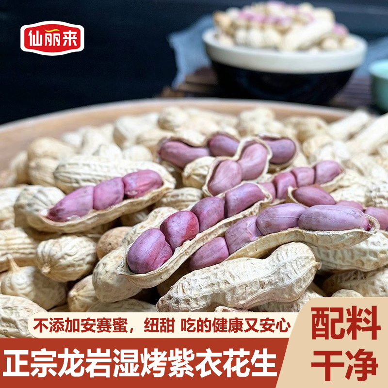 仙丽来龙岩湿烤花生正宗福建水煮红衣紫衣花生米500g/袋 闽西特产