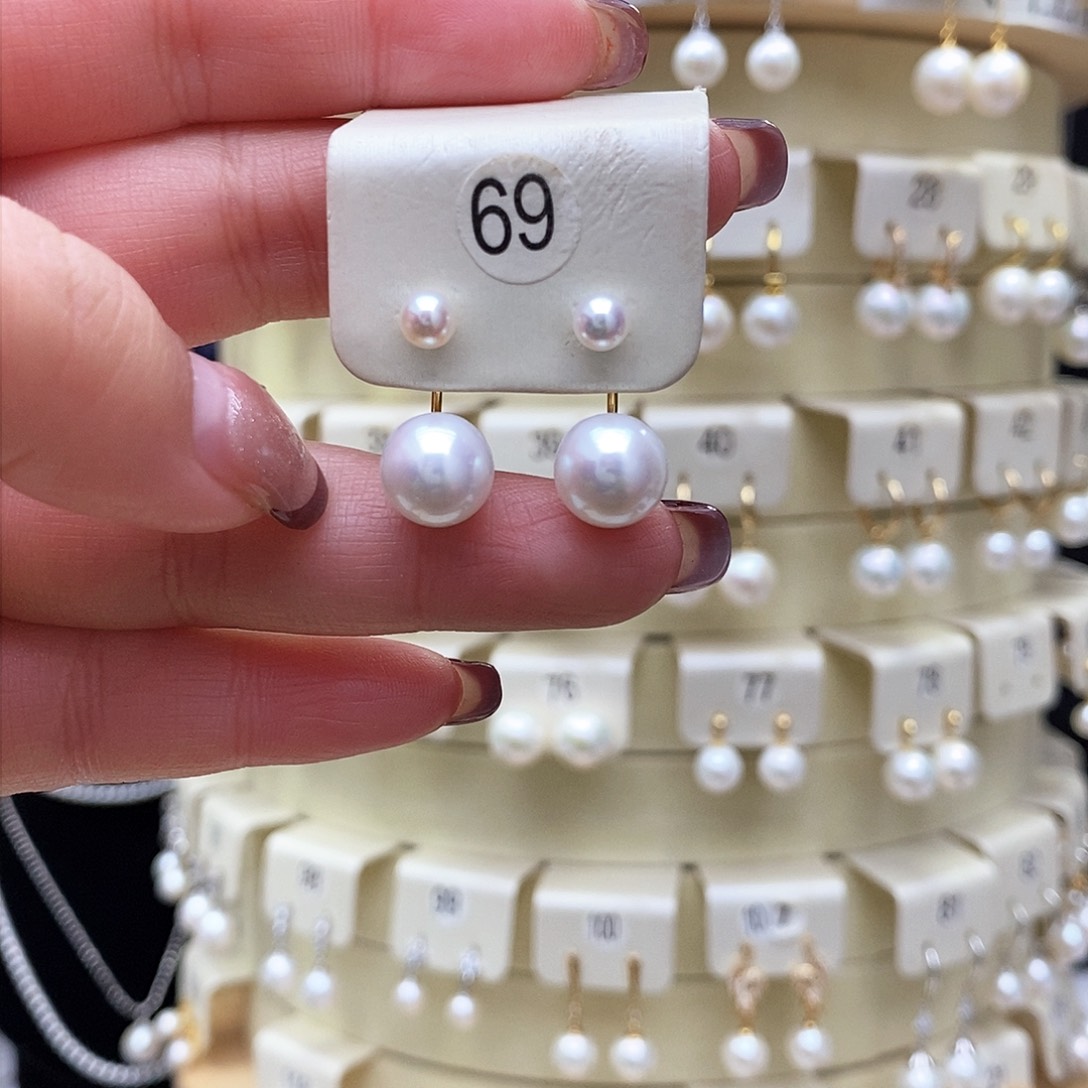 淡水珍珠耳饰银S925镶嵌