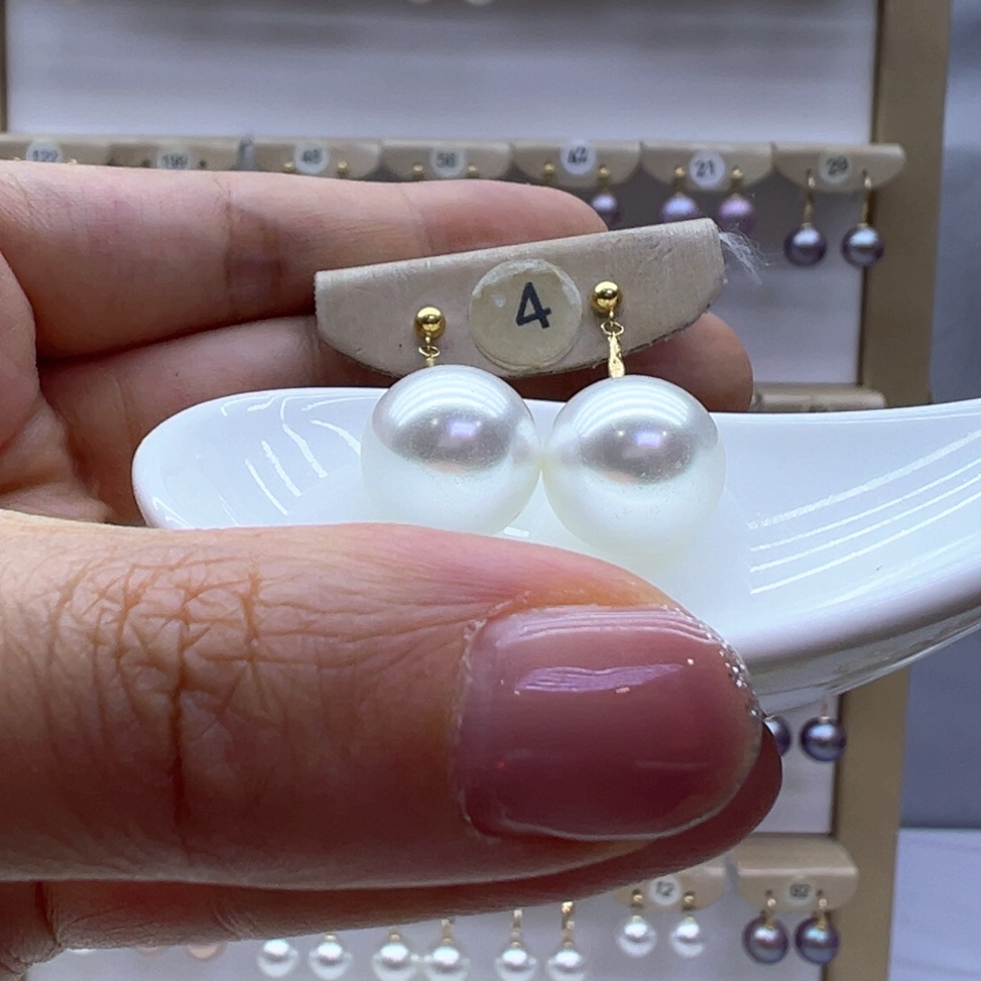 18K金镶嵌淡水珍珠耳饰