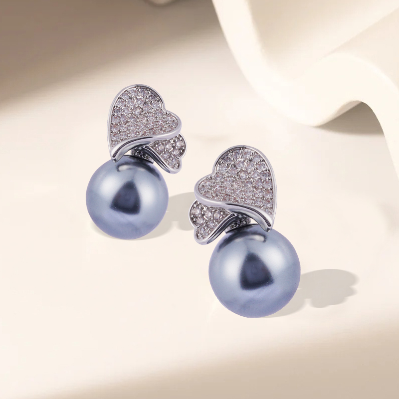 铜合金耳饰 设计师款时尚气质轻奢耳饰~4038ins耳钉百搭蓝色小众